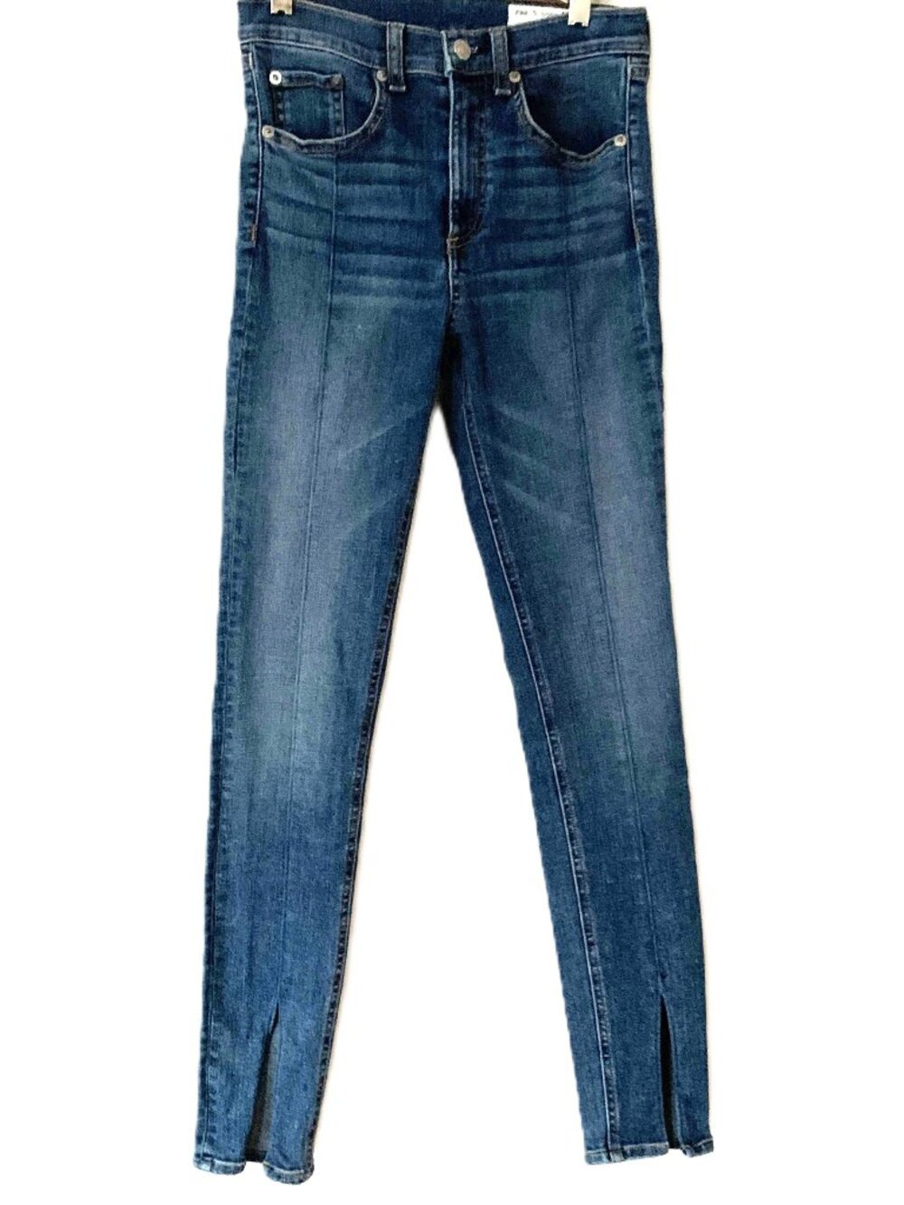 Rag & Bone Yuki High Rise Skinny Jeans Bond Bar Split Ankle Women's Size 25
